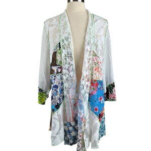 Radzoli Top Women 1X Kimono boho lace plus floral garden patchwork hippie casual